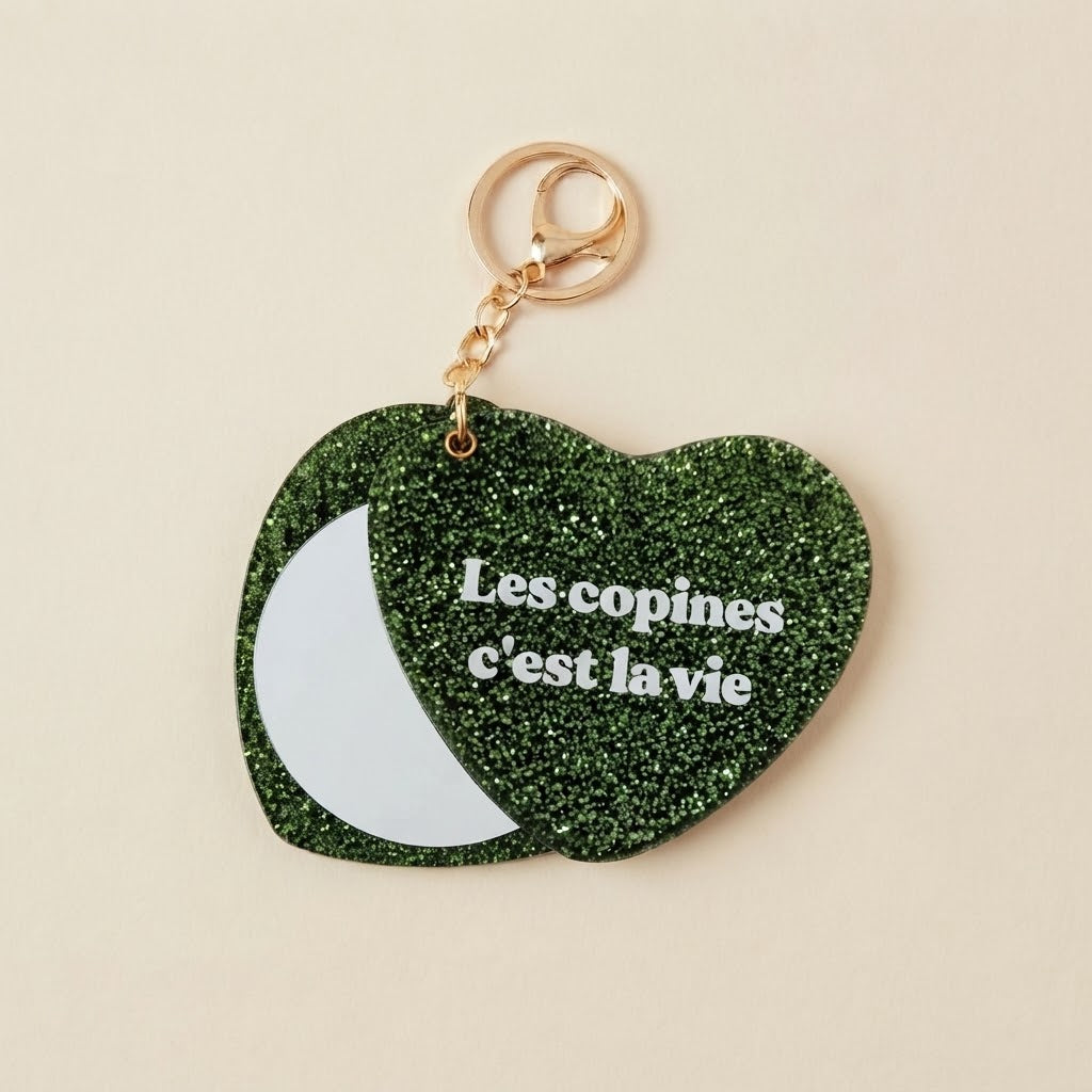 Porte-clés miroir "Les copines c'est la vie"
