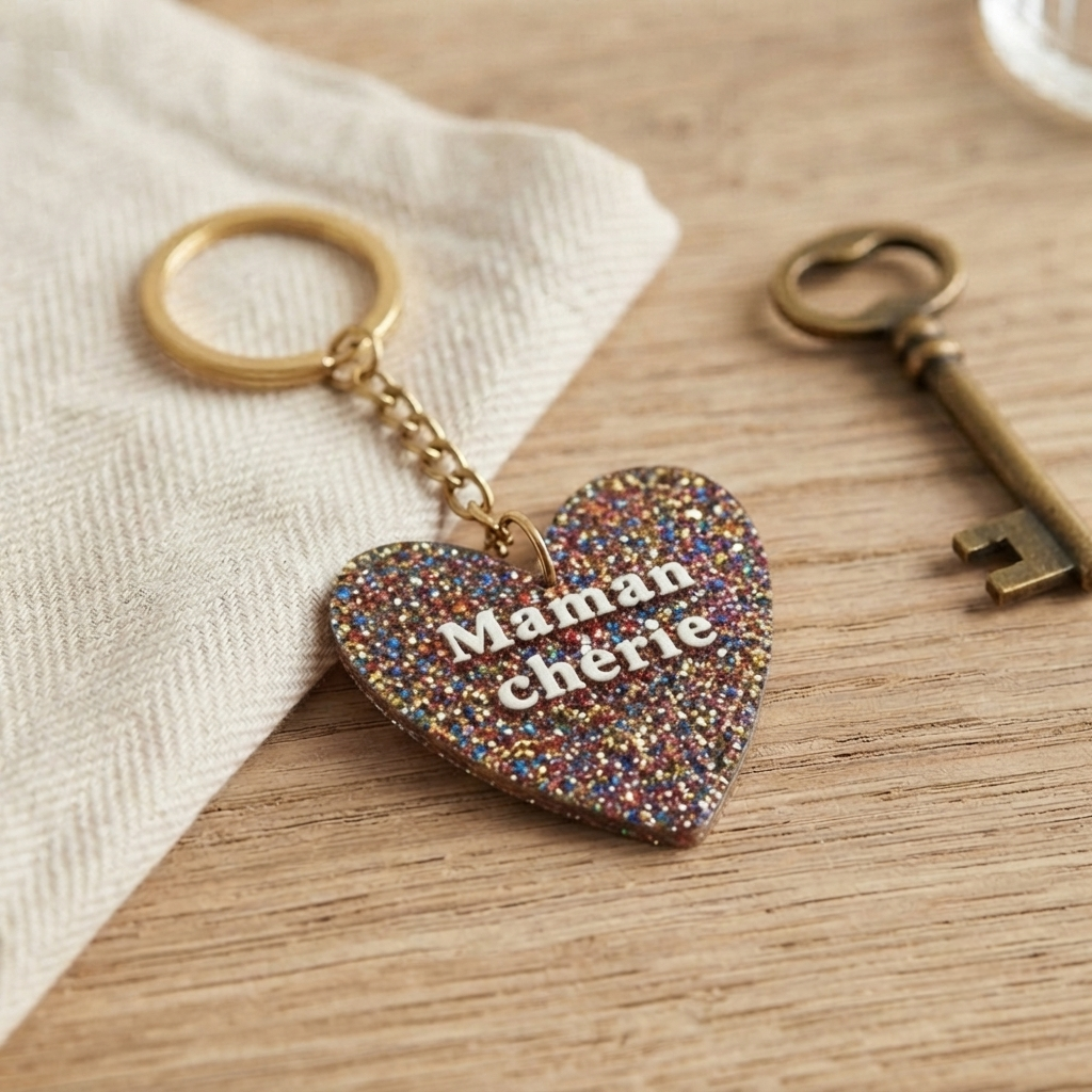 Porte-clés coeur "Maman chérie"