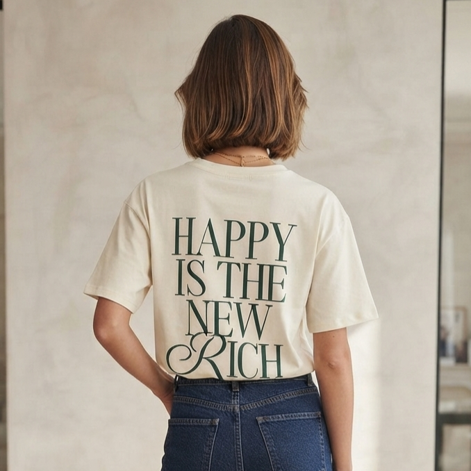 T-shirt "Happy is the new rich"
