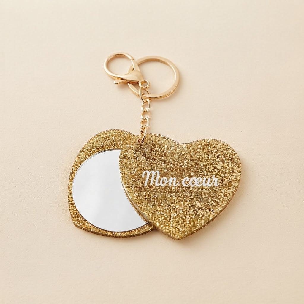 Porte-clés miroir "Mon cœur"