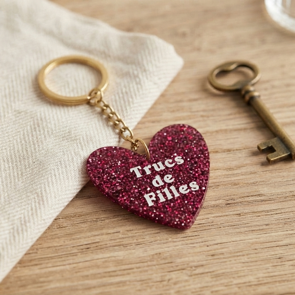 Porte-clés coeur "Trucs de filles"