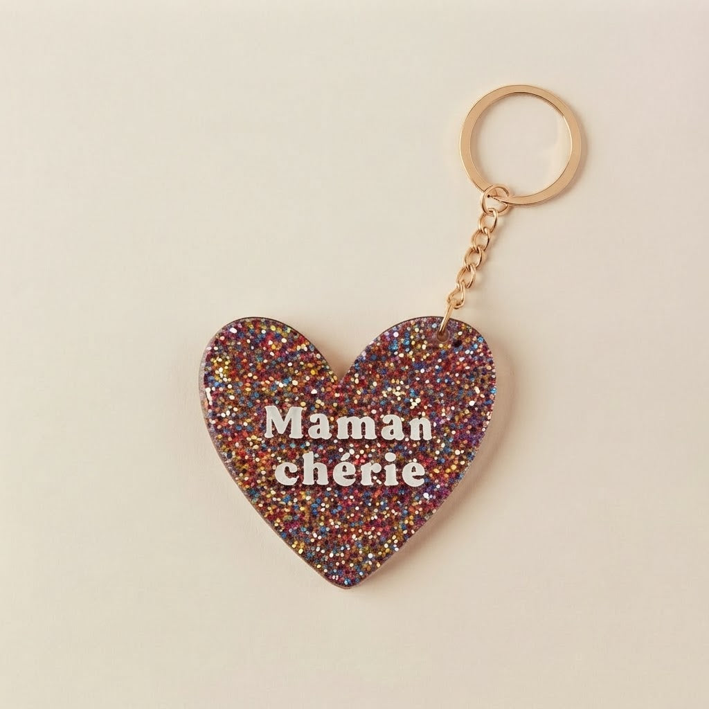 Porte-clés coeur "Maman chérie"