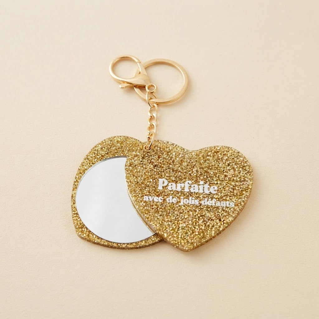 Porte-clés miroir "Parfaite avec de jolis défauts"