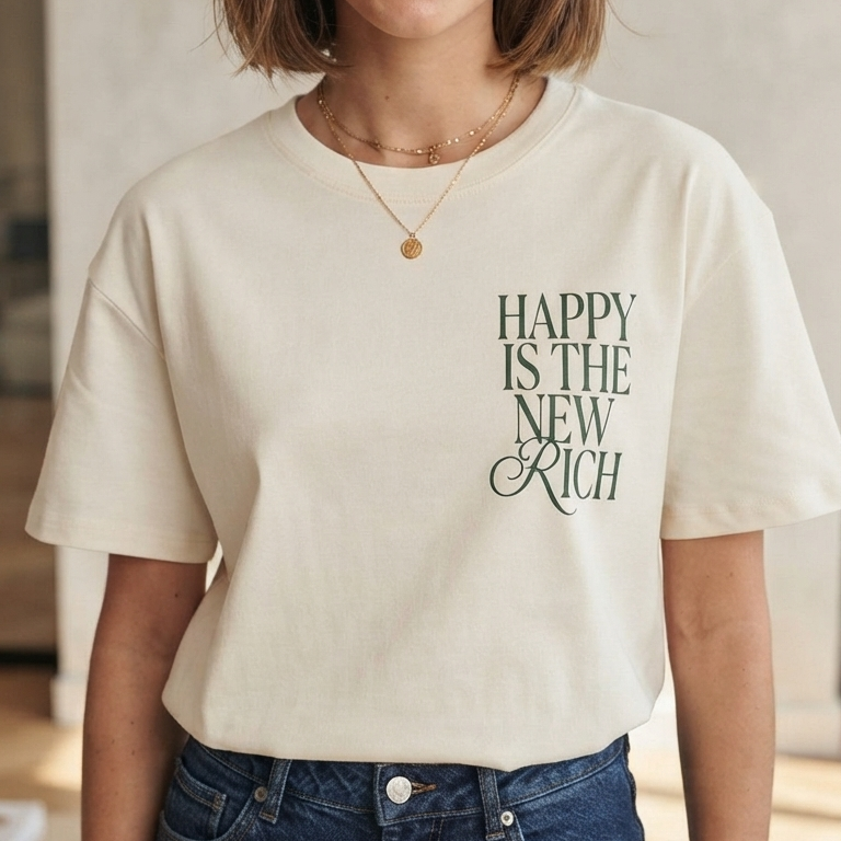 T-shirt "Happy is the new rich"