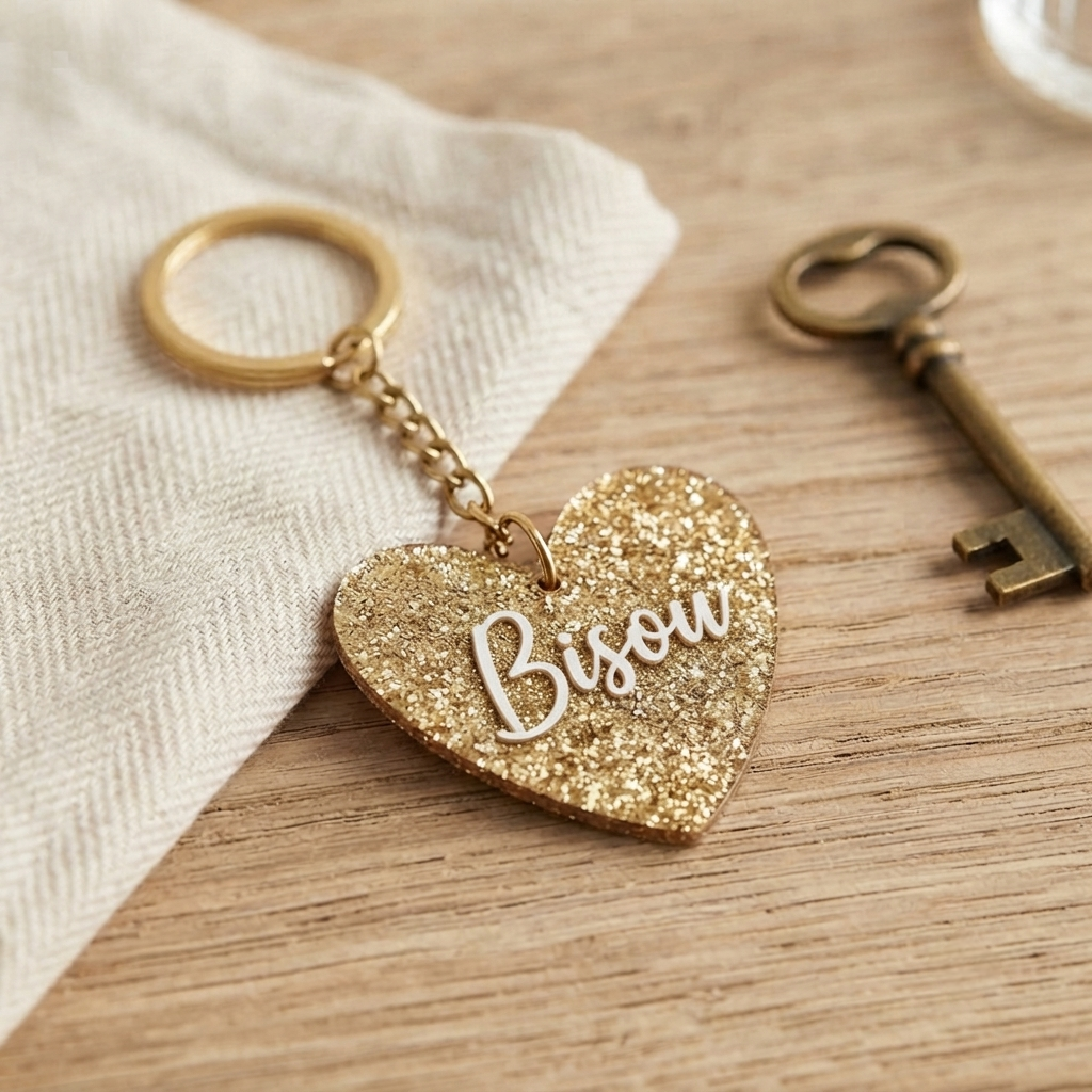 Porte-clés coeur "Bisou"