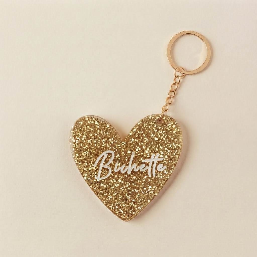 Porte-clés coeur "Bichette"